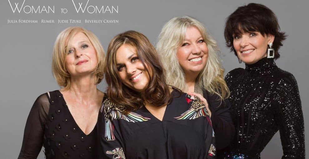 Julia Fordham, Judi Tzuke, Rumer, Beverly Craven posing for Woman to Woman tour promo photos.