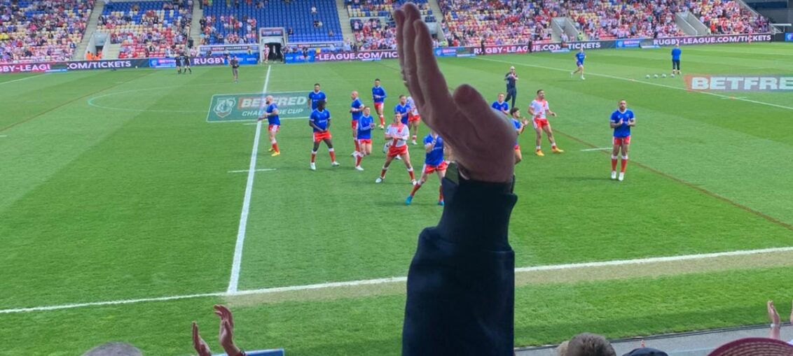 Triumphant fans at York LNER stadium for rugby league Challenge Cup final
