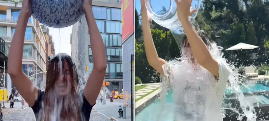 Haley Kalil & James Charles doing the 2025 Ice Bucket Challenge