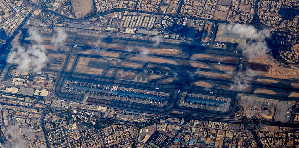 Photograph of Dubai airport during conflict with Iran