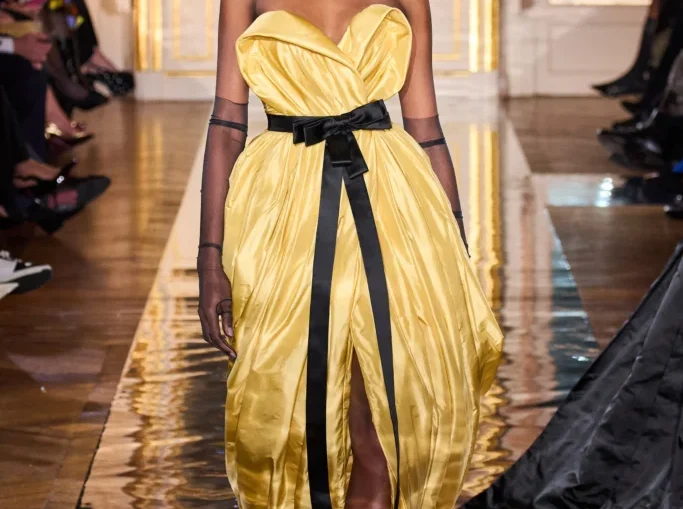 Zuhair Murad catwalk photo of her in a yellow dress