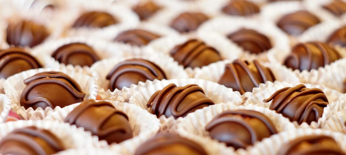 Close up of tray of chocs